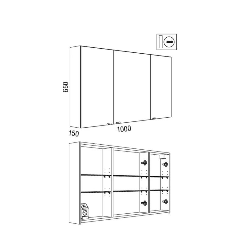Armario ALLIANCE de 3 Puertas Espejo | Salgar. (de 90, 100 y 120 cm)
