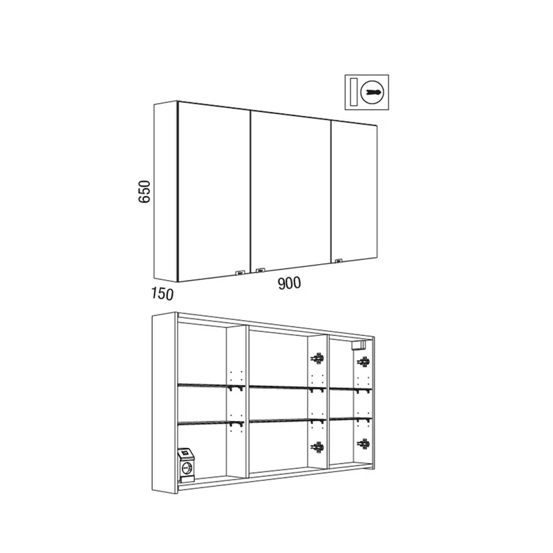 Armario ALLIANCE de 3 Puertas Espejo | Salgar. (de 90, 100 y 120 cm)