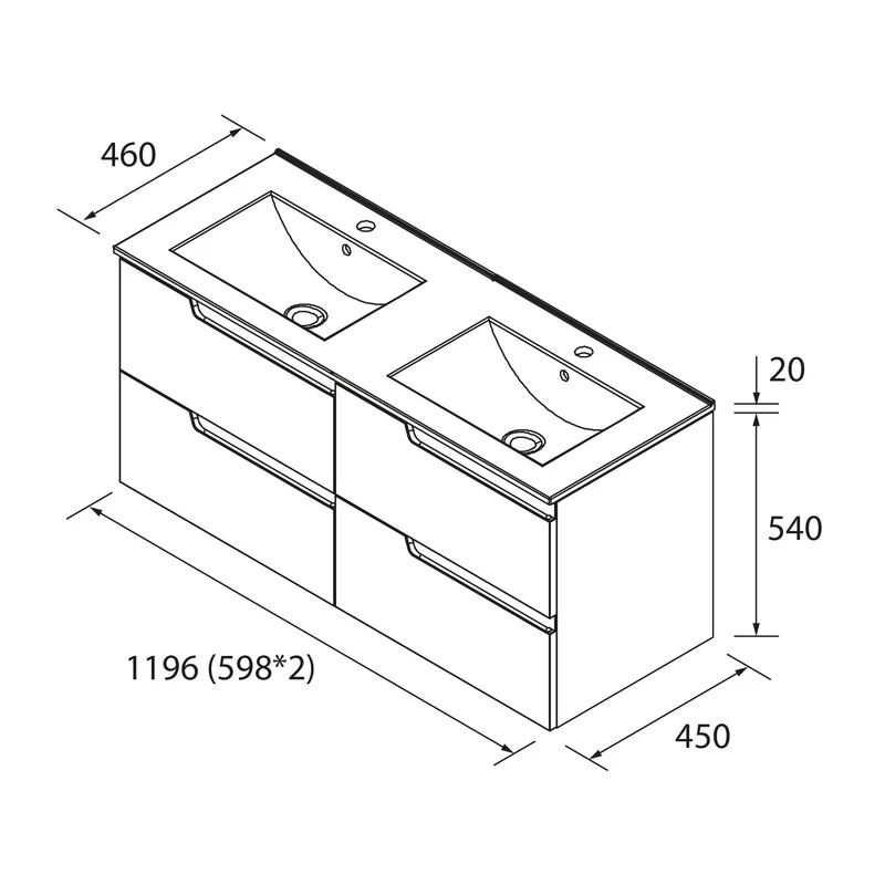 Conjunto VIMA, Mueble y Lavabo de Salgar (de 60 a 120 cm)