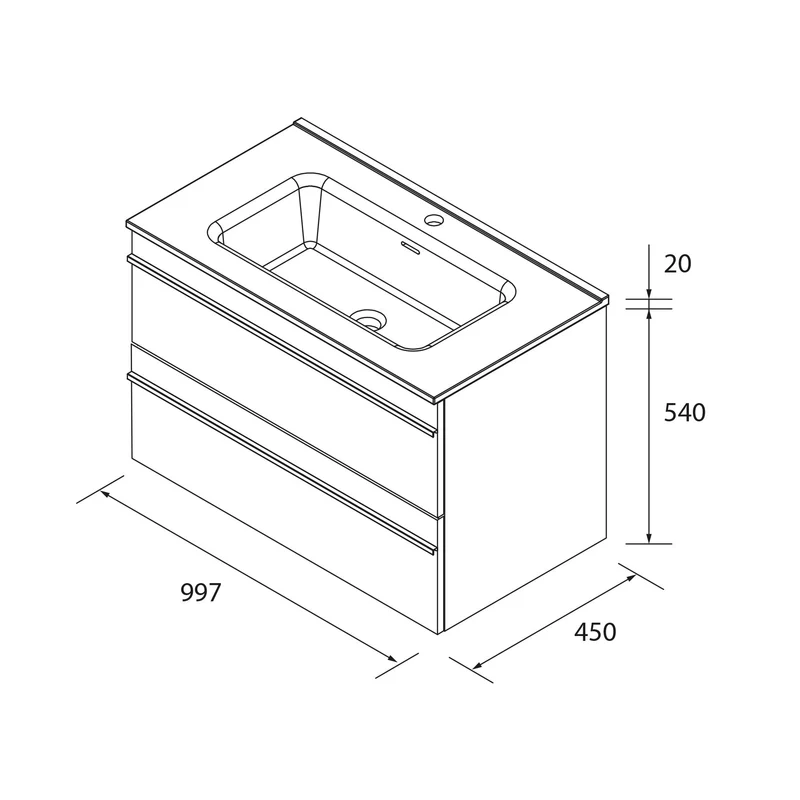 Mueble de Baño BORN con Lavabo Integrado de Salgar, (de 60cm a 160cm)