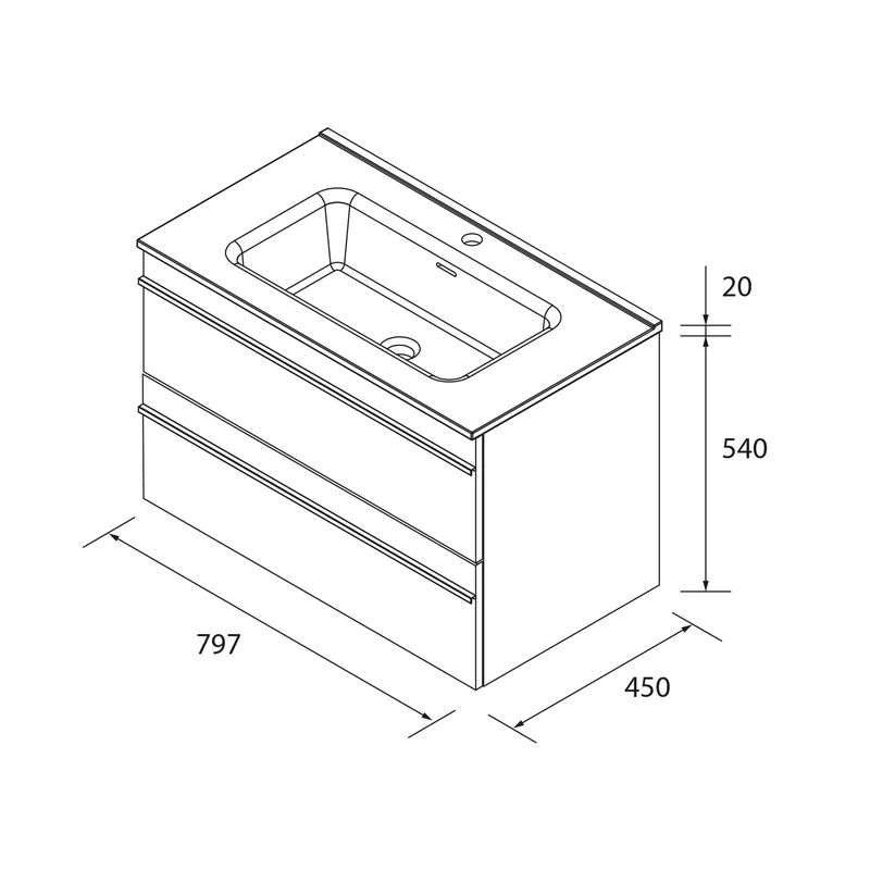 Mueble de Baño BORN con Lavabo Integrado de Salgar, (de 60cm a 160cm)