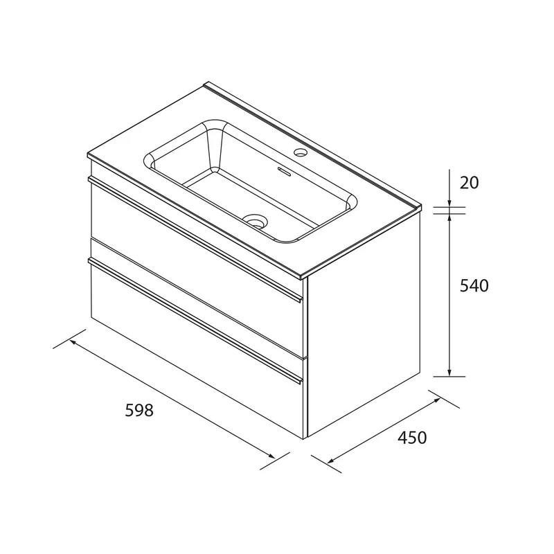 Mueble de Baño BORN con Lavabo Integrado de Salgar, (de 60cm a 160cm)