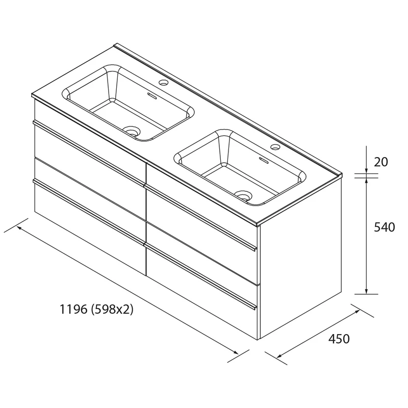 Mueble de Baño BORN con Lavabo Integrado de Salgar, (de 60cm a 160cm)