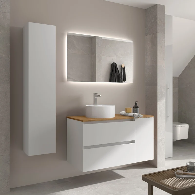 Conjunto BEQUIA de Salgar, 2 Cajones y 1 Puerta + Lavabo LISBOA