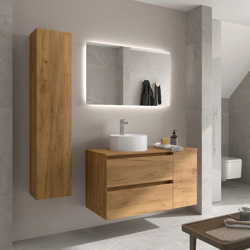Conjunto BEQUIA de Salgar, 2 Cajones y 1 Puerta + Lavabo LISBOA