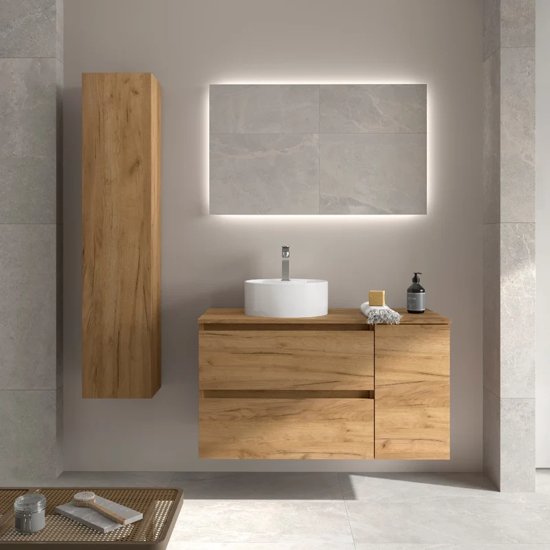Conjunto BEQUIA de Salgar, 2 Cajones y 1 Puerta + Lavabo LISBOA
