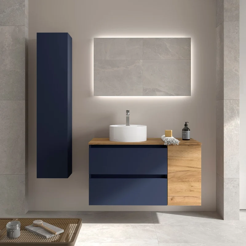 Conjunto BEQUIA de Salgar, 2 Cajones y 1 Puerta + Lavabo LISBOA