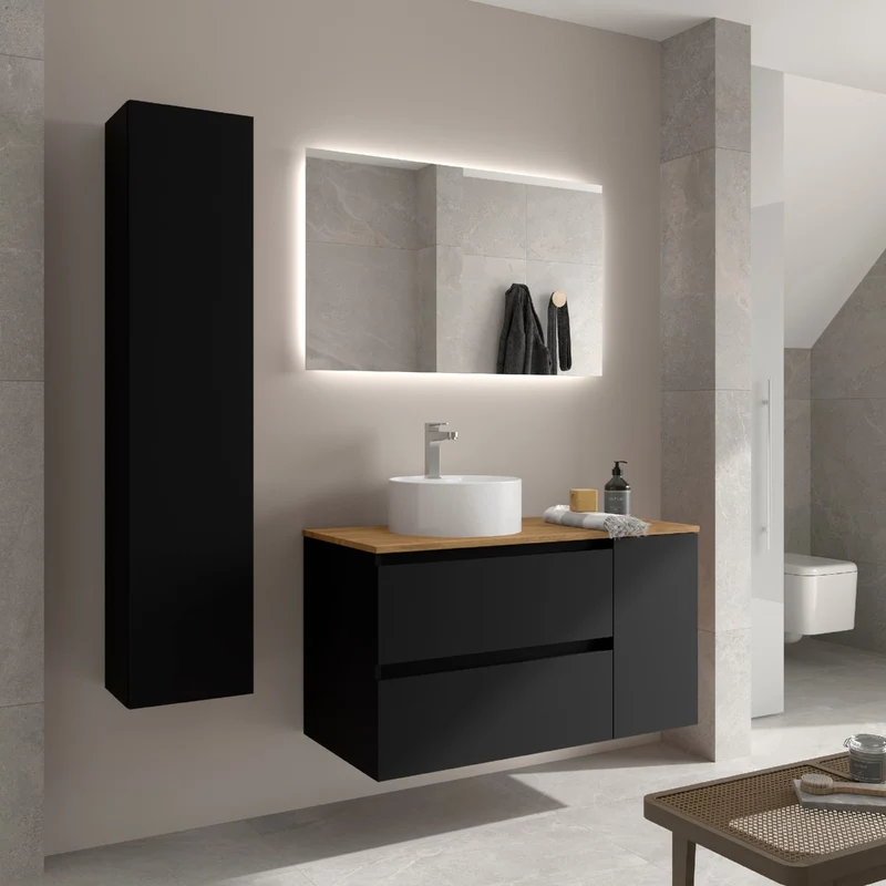 Conjunto BEQUIA de Salgar, 2 Cajones y 1 Puerta + Lavabo LISBOA