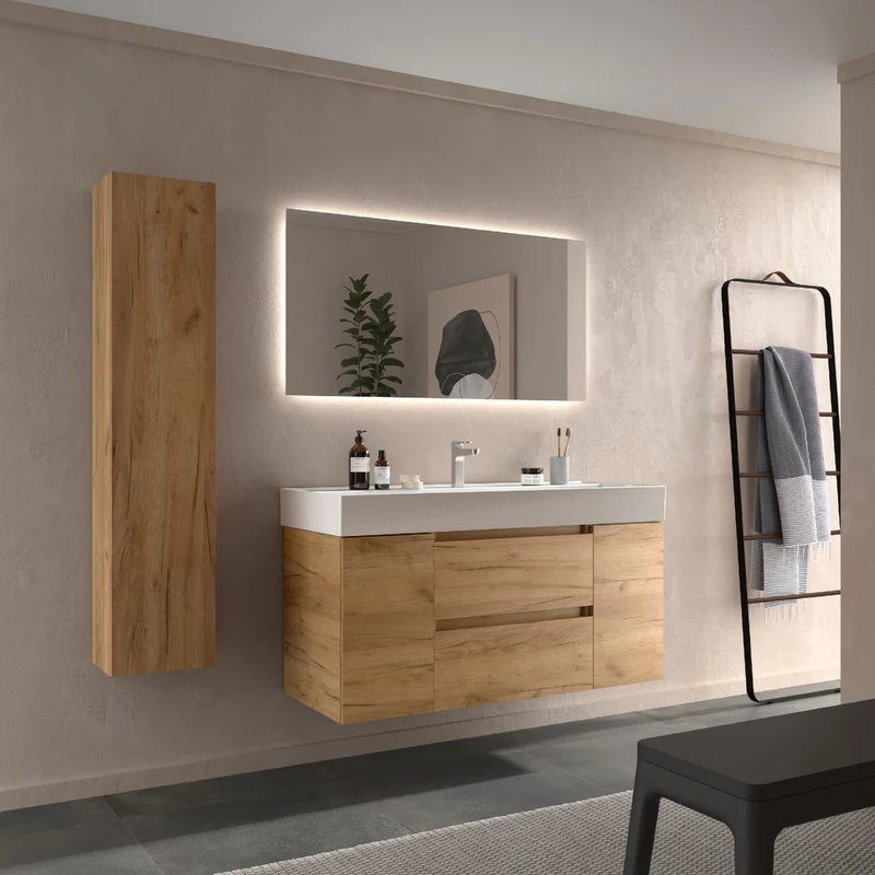Conjunto Mueble BEQUIA de Salgar | 2 Cajones y 2 Puertas + Lavabo Alto Veneto, 120cm