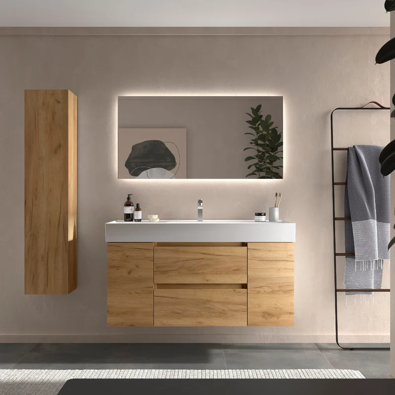 Conjunto Mueble BEQUIA de Salgar | 2 Cajones y 2 Puertas + Lavabo Alto Veneto, 120cm