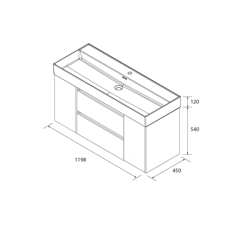 Conjunto Mueble BEQUIA de Salgar | 2 Cajones y 2 Puertas + Lavabo Alto Veneto, 120cm
