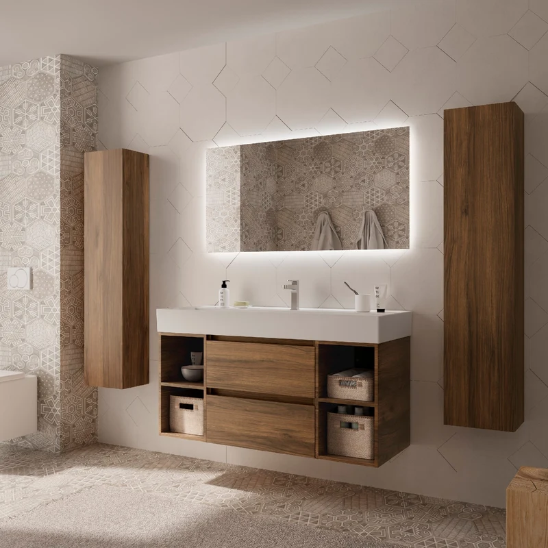 Conjunto Mueble BEQUIA de Salgar | 2 Cajones y 2 Coquetas con Lavabo Veneto, 120cm