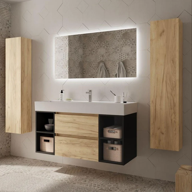 Conjunto Mueble BEQUIA de Salgar | 2 Cajones y 2 Coquetas con Lavabo Veneto, 120cm