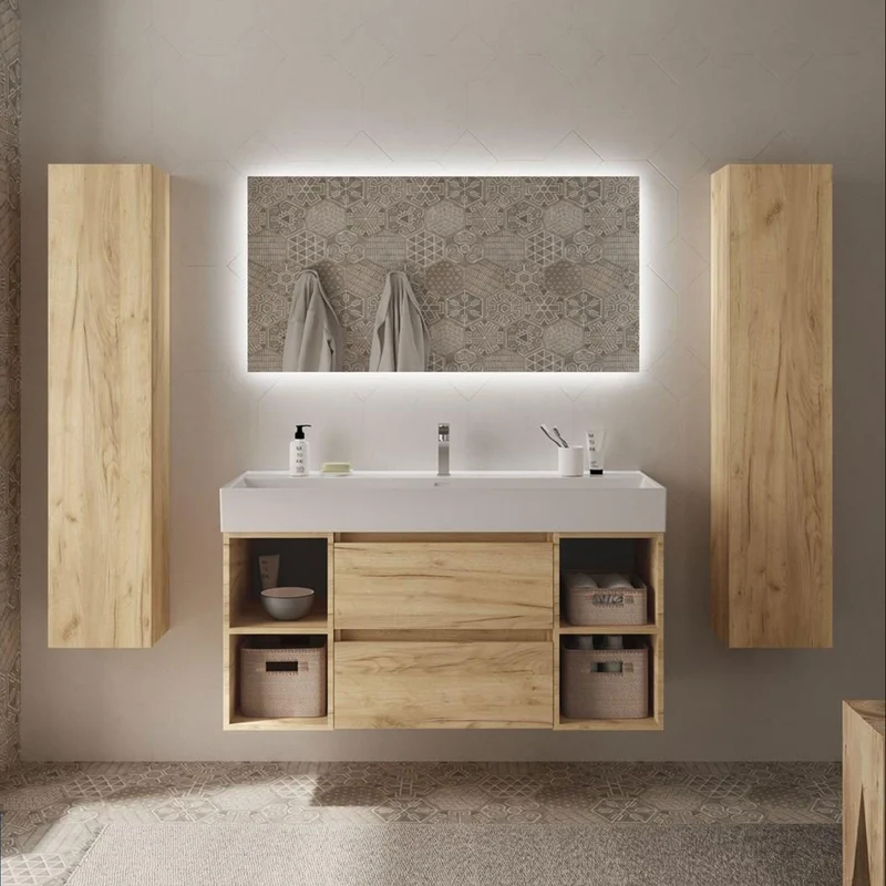 Conjunto Mueble BEQUIA de Salgar | 2 Cajones y 2 Coquetas con Lavabo Veneto, 120cm
