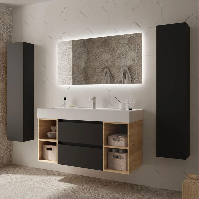Conjunto Mueble BEQUIA de Salgar | 2 Cajones y 2 Coquetas con Lavabo Veneto, 120cm