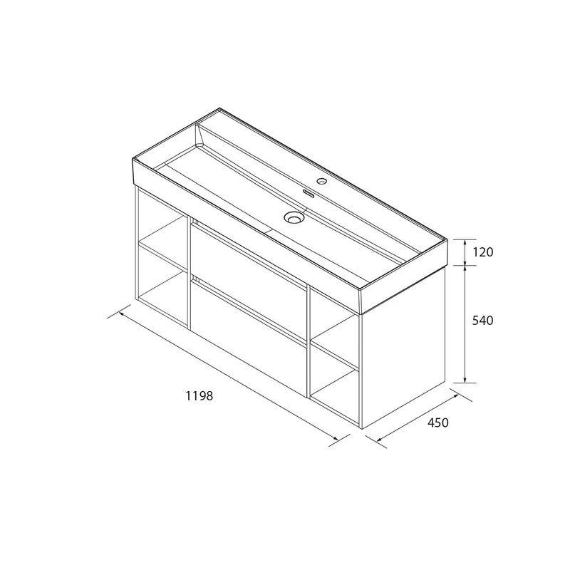 Conjunto Mueble BEQUIA de Salgar | 2 Cajones y 2 Coquetas con Lavabo Veneto, 120cm