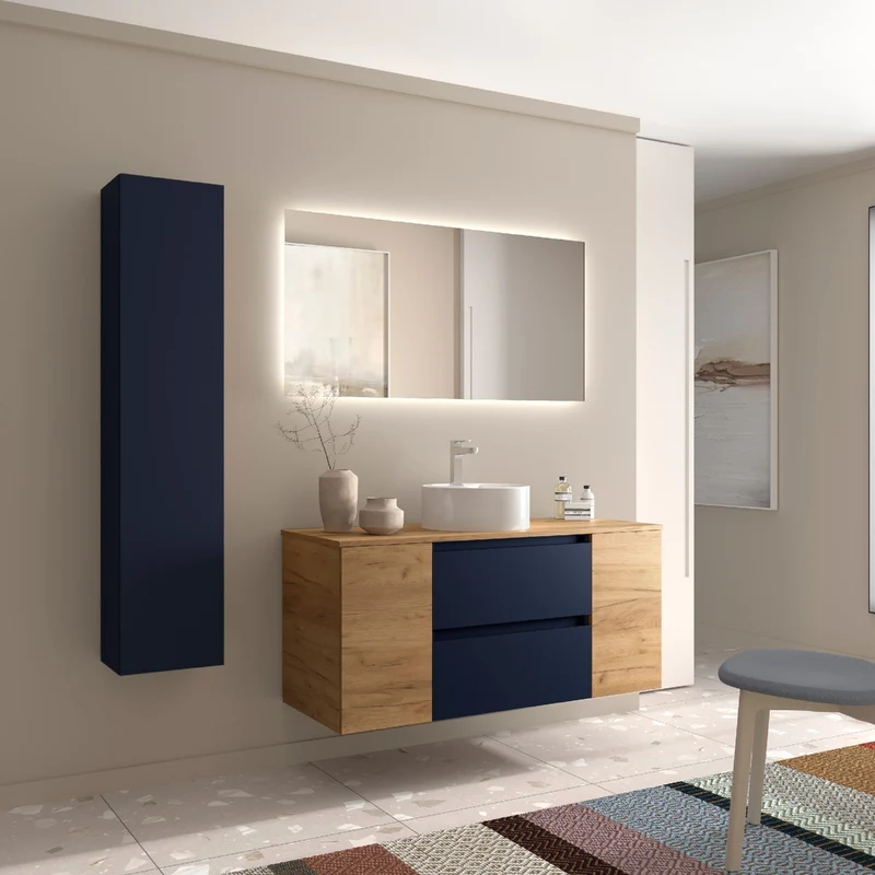 Conjunto Mueble BEQUIA de Salgar | 2 Cajones y 2 Puertas + Lavabo de Posar, 120cm