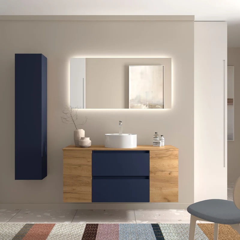 Conjunto Mueble BEQUIA de Salgar | 2 Cajones y 2 Puertas + Lavabo de Posar, 120cm