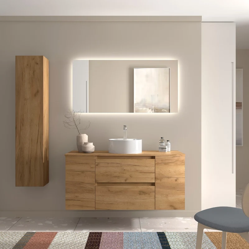Conjunto Mueble BEQUIA de Salgar | 2 Cajones y 2 Puertas + Lavabo de Posar, 120cm