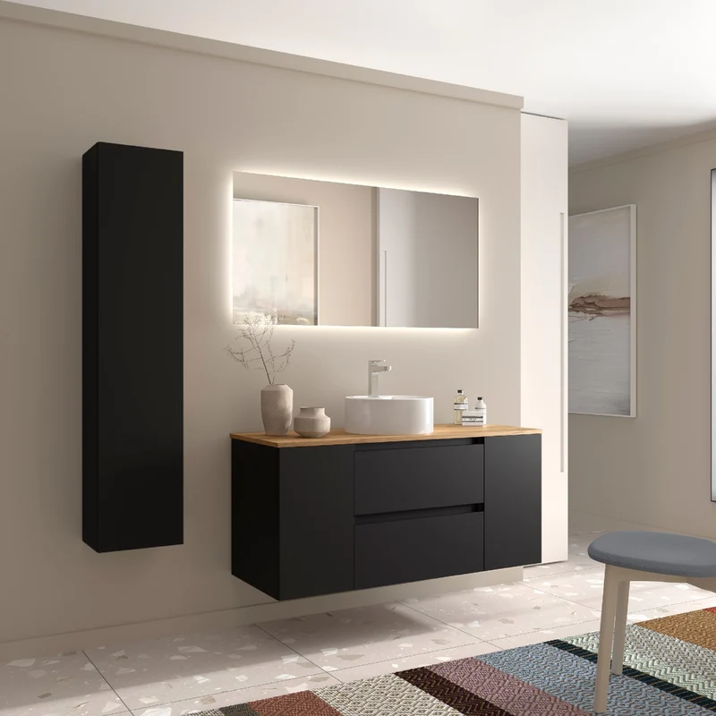 Conjunto Mueble BEQUIA de Salgar | 2 Cajones y 2 Puertas + Lavabo de Posar, 120cm