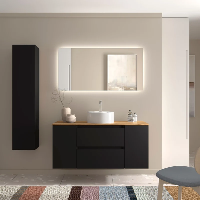 Conjunto Mueble BEQUIA de Salgar | 2 Cajones y 2 Puertas + Lavabo de Posar, 120cm