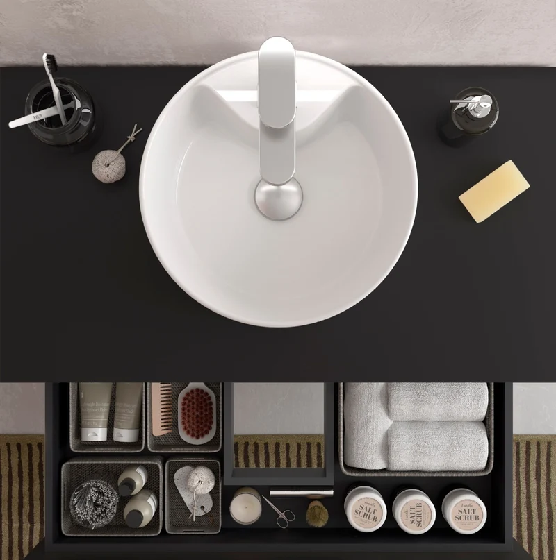 Conjunto Mueble BEQUIA de Salgar | 2 Cajones y 2 Puertas + Lavabo de Posar, 120cm