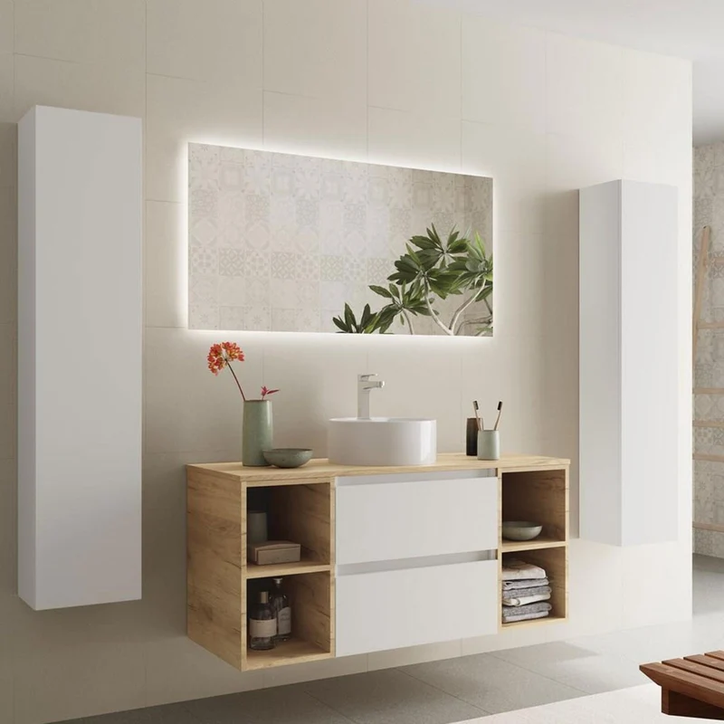 Conjunto Mueble BEQUIA de Salgar | 2 Cajones y 2 Coquetas + Lavabo de Posar, 120cm