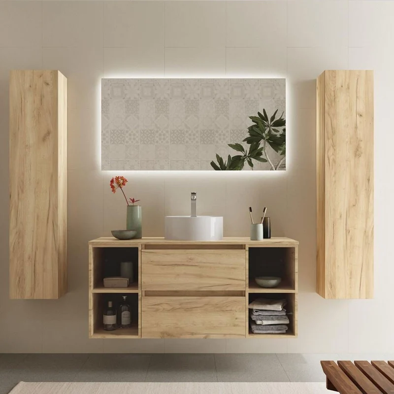 Conjunto Mueble BEQUIA de Salgar | 2 Cajones y 2 Coquetas + Lavabo de Posar, 120cm