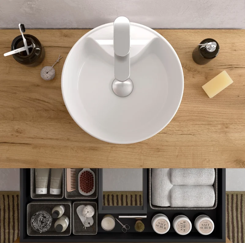 Conjunto Mueble BEQUIA de Salgar | 2 Cajones y 2 Coquetas + Lavabo de Posar, 120cm