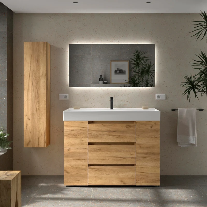 Mueble de baño 3 Cajones BEQUIA PLUS de Salgar con Lavabo Veneto Centrado, 120 cm