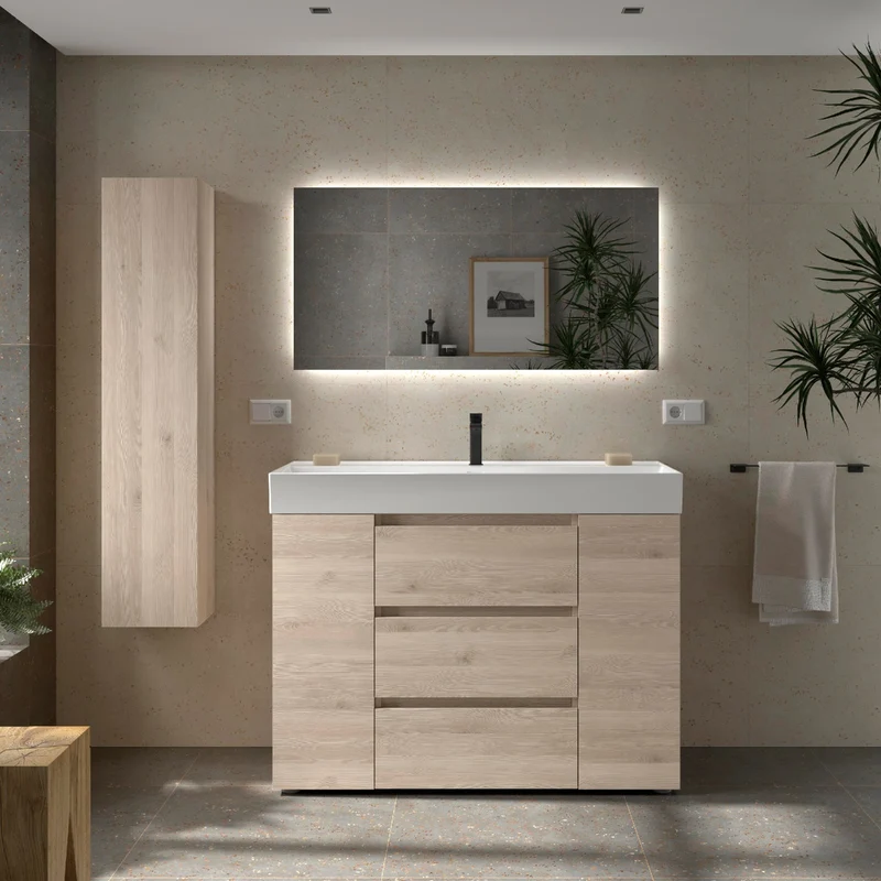 Mueble de baño 3 Cajones BEQUIA PLUS de Salgar con Lavabo Veneto Centrado, 120 cm