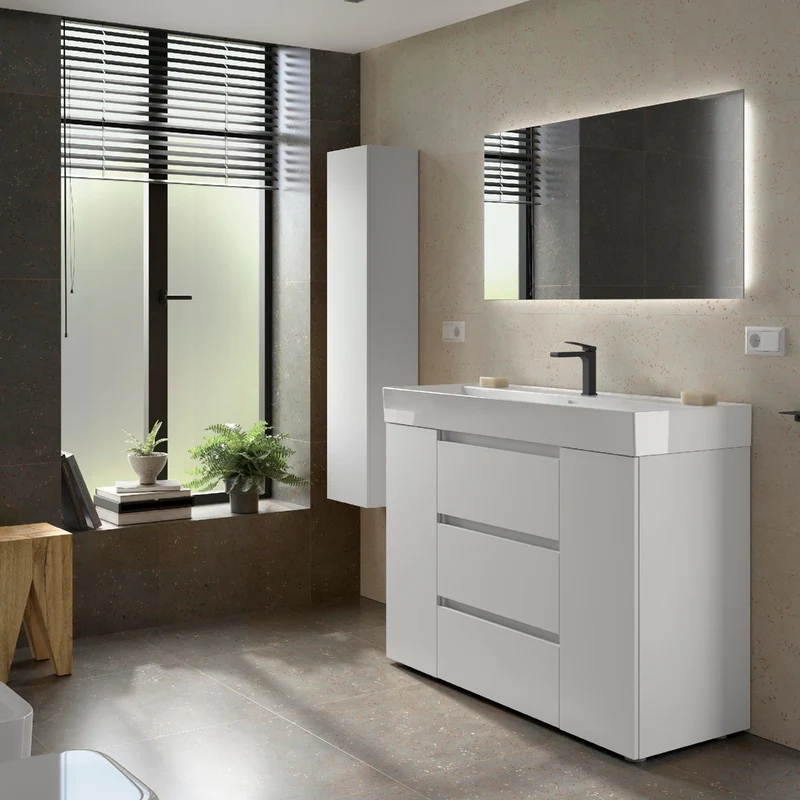 Mueble de baño 3 Cajones BEQUIA PLUS de Salgar con Lavabo Veneto Centrado, 120 cm