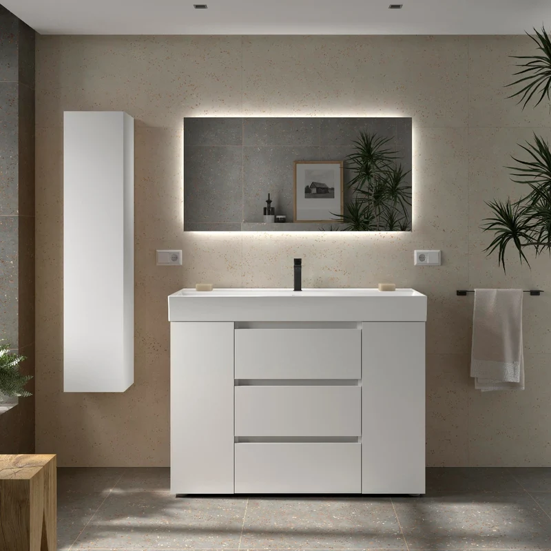 Mueble de baño 3 Cajones BEQUIA PLUS de Salgar con Lavabo Veneto Centrado, 120 cm