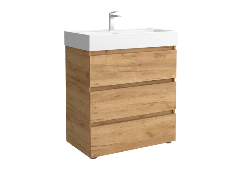 Mueble de baño BEQUIA de Salgar | 3 Cajones con Lavabo Grueso Veneto (de 80 a 120 cm)