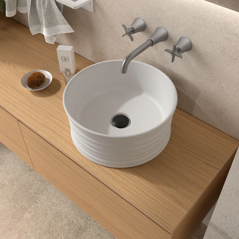 Lavabo de Posar LOOP, Porcelana en Blanco y Negro Mate (Ø 410x180 mm)