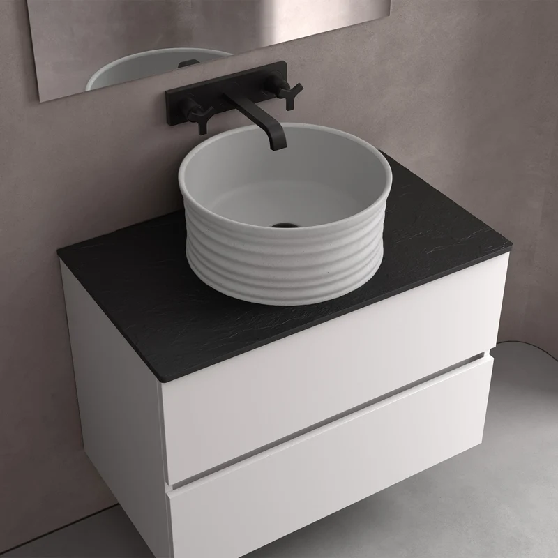 Lavabo de Posar LOOP, Porcelana en Blanco y Negro Mate (Ø 410x180 mm)