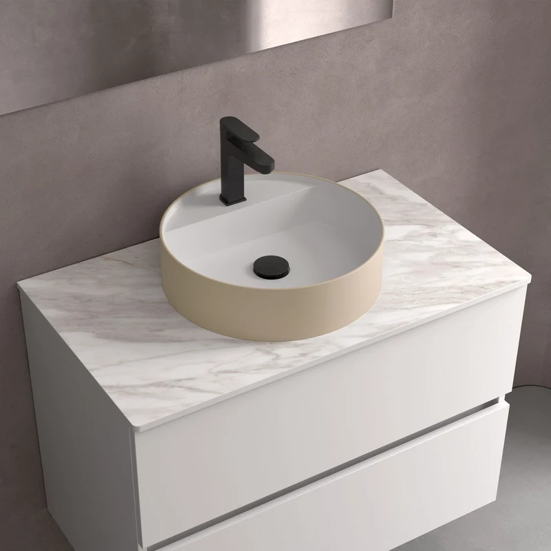 Lavabo de posar BICA en Solid Surface. 8 Acabados (Ø 390x105 mm)