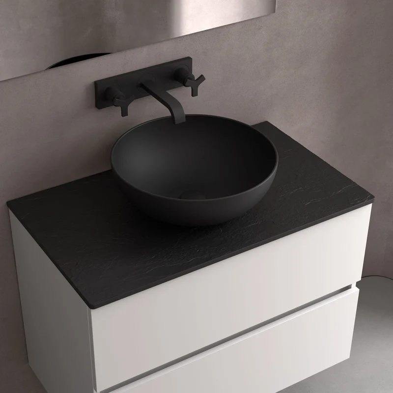 Lavabo de sobre encimera BULKAN en Solid Surface (Ø 400 x 140 mm)