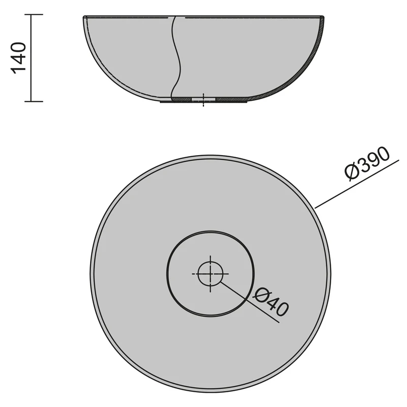 Lavabo de sobre encimera BULKAN en Solid Surface (Ø 400 x 140 mm)