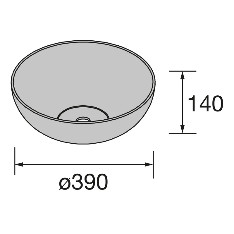 Lavabo de sobre encimera BULKAN en Solid Surface (Ø 400 x 140 mm)