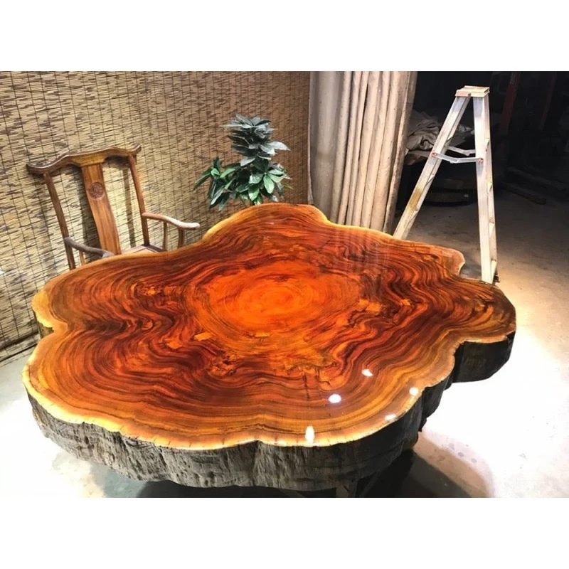 Prism Live Edge Red Color Dining Table