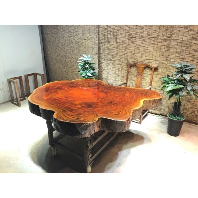 Prism Live Edge Red Color Dining Table