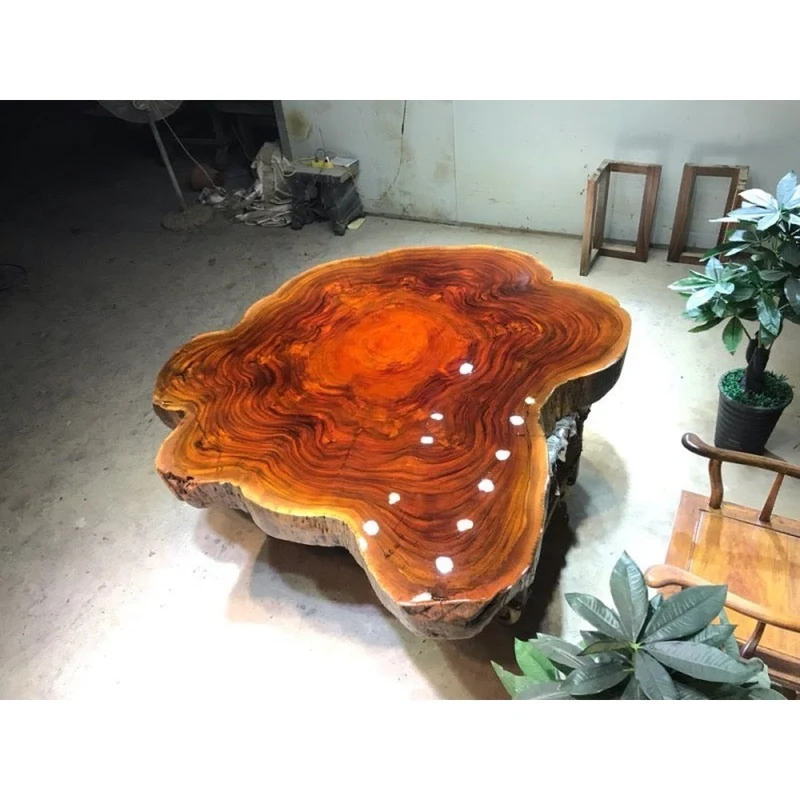Prism Live Edge Red Color Dining Table
