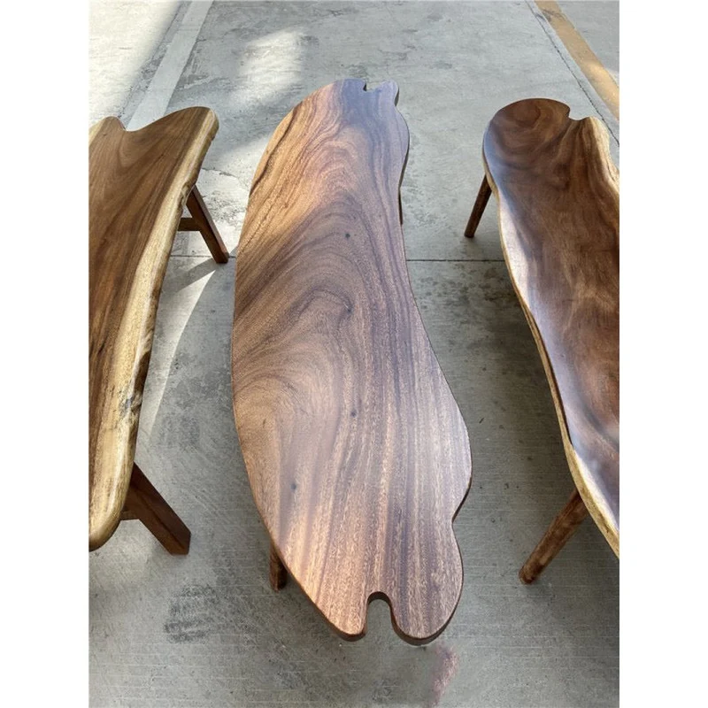 Verdant Irregular Solid South American Walnut Wood Garden Bench