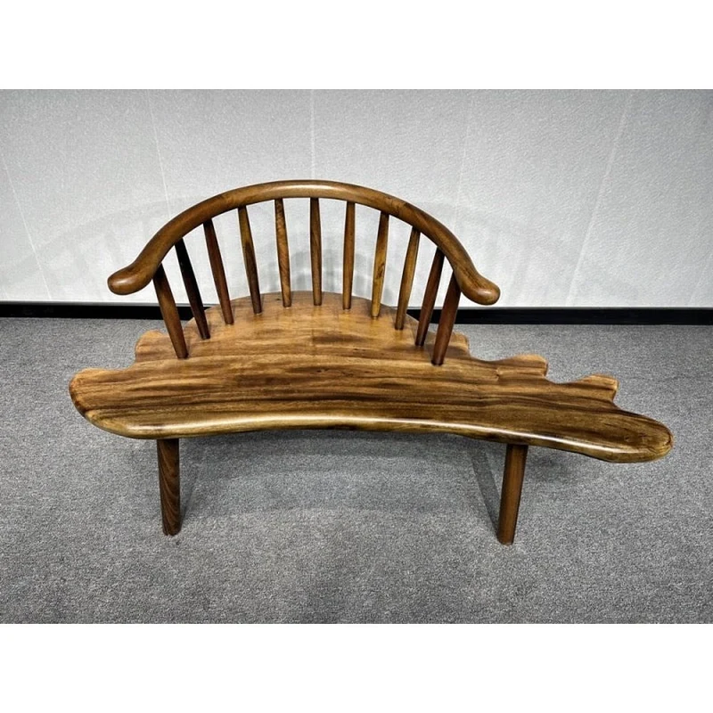 Random Shapes Outdoor Monkey Pod Wood Bench Chair
