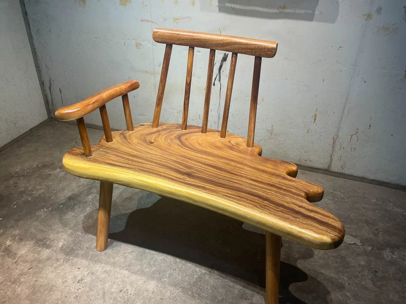 Random Shapes Outdoor Monkey Pod Wood Bench Chair