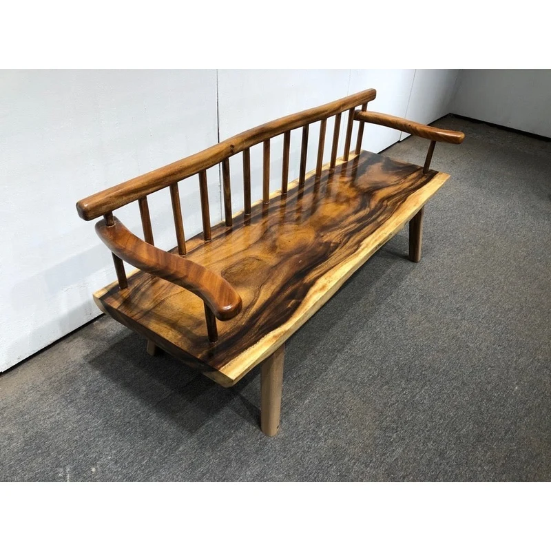 Outdoor Thick Solid Wood Arm Bench Chair