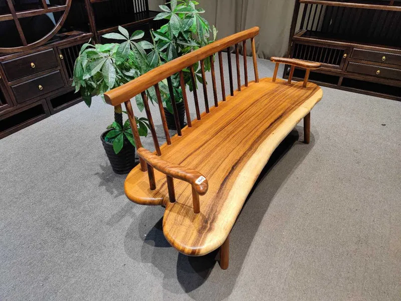 Outdoor Thick Solid Wood Arm Bench Chair