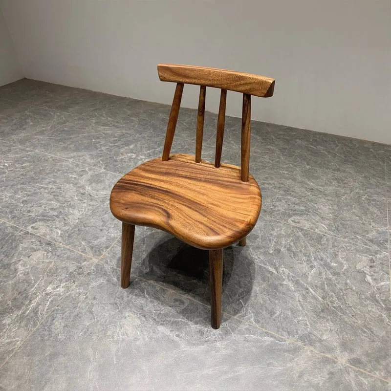 Random and Irregular Shape Solid Walnut Wood Back Chair