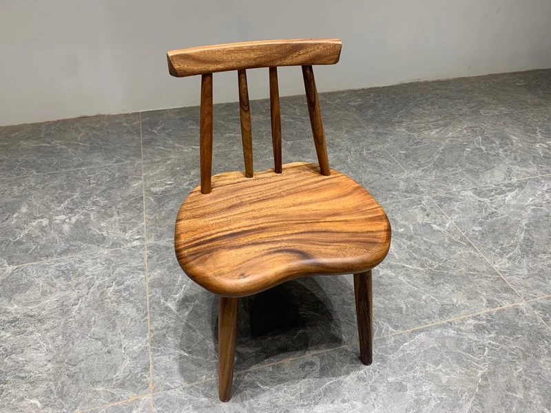 Random and Irregular Shape Solid Walnut Wood Back Chair